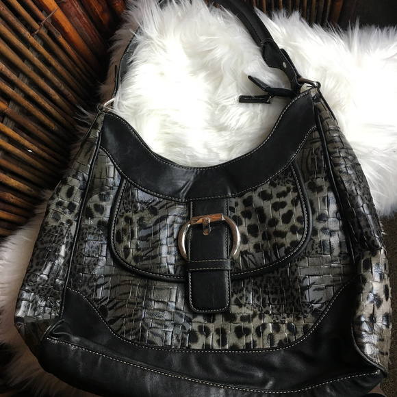 grey leopard print bag